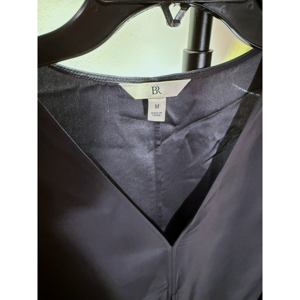 BR banana republic black M wrap tunic elevated executive style v neck minimalist